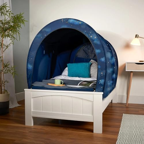 Snuggy Pod Bed Canopy – Gold Star (Double) | Premium Portable Indoor Sleep Tent for Beds | Relaxing Shelter for Sensory Children | Lightweight & Breathable Fabric | Foldable Design & Easy Assembly