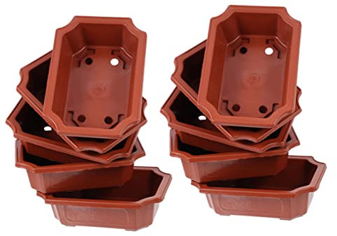 Yardenfun 10stücke Rechteckige Bonsai Töpfe Vintage Praktische Pflanzgefäße Für Innen Und Außen Für Bonsai Sukkulenten Dekoration Mit Drainagelöchern