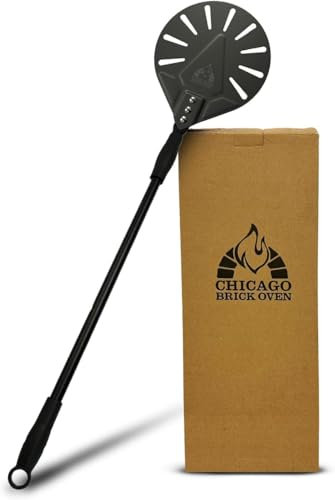 Chicago Brick Oven Turning Perforated Pizza Peel - 7 Diameter - 35 Overall Length - Premium Pizza Peel, Pizza Steel, Pizza Peel 12 Inch for Professional and Home Use