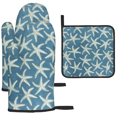 Lot de 3 maniques et maniques antidérapantes en laine côtière pour cuisine.