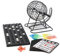 Bingo Spiel Metalltrommel 18 Bingotickets 75 Bingo Kugeln 150 Chips Spielbrett schwarz Erwachsene Kinder Basic