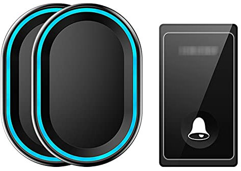 CAFIEDR Wireless Doorbell, Plug in Waterproof Cordless Doorbell Operating at 650 Feet Long Range with 58 Chimes 4 Volume Levels LED Light Easy Install for Home/School/Office,Black(Black)