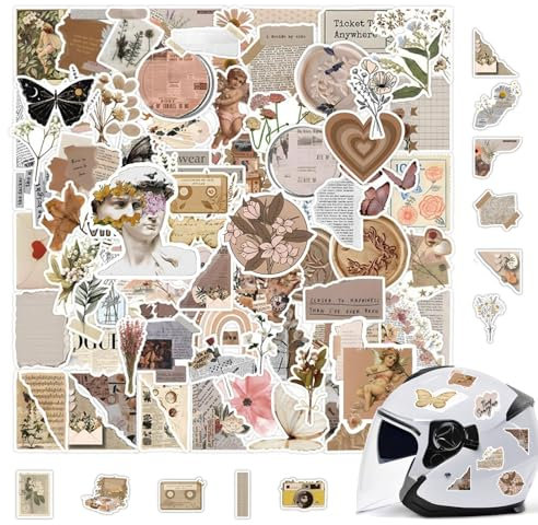 120 Stück Vintage Aufkleber, Wasserfeste Vinyl Aufkleber, Sticker Aesthetic für Journaling Fotoalbum Scrapbooking Stickers Aufkleber, DIY Basteln Aesthetic Deko