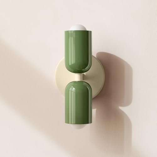 niuniaj Wandleuchte innen,2 Flammig Wandleuchte Innen,Up and Down Wandlampe,E27 Wandbeleuchtung,Modern Grün Wandlampe für Wohnzimmer Schlafzimmer Flur Balkon Treppe Kinderzimmer Büro Schminktisch