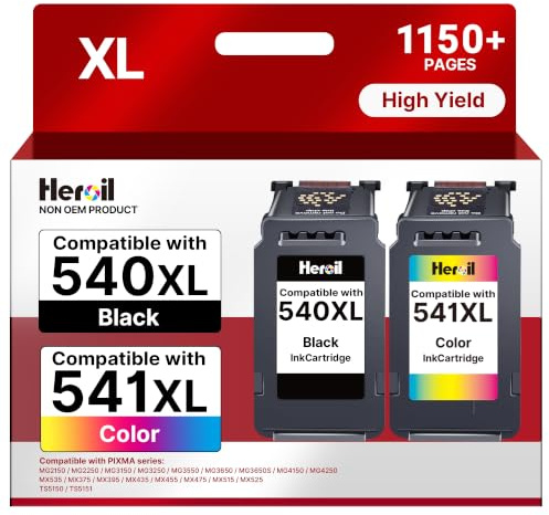 Heroil Druckerpatronen 540 541 Ersatz für Canon 540XL 541XL Multipack | PG-540XL CL-541XL Ersatz für Canon TS5150 druckerpatronen für Pixma MG3650s MG3650 MG3600 TS5151 TS5100 MG4250 MX475 (2 Pack)