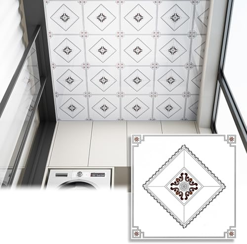 Dalle de Plafond Panneaux De Plafond Auto-adhésifs en PVC, Papier Peint De Plafond Décoratif 30x30 CM pour Plafond Suspendu De Garage De Douche Salle De Bains, Commercial(Style 1,40 Pack)