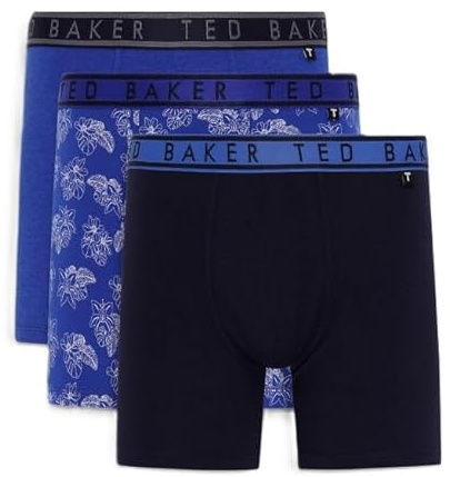 Ted Baker 3-Pack Cotton Boxer Brief Size M Mazarnie Blue/Blue Lotus/Navy