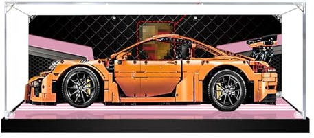 Vetrina in acrilico per LEGO 42056 Porsche 911 GT3 RS, modello esclusivo di auto sportiva da collezione, scatola trasparente antipolvere (62 x 30 x 20 cm) (rosa)