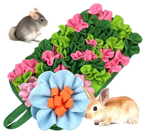 Small Animals Foraging Mat – Cute Rabbit Feeding Mat with Fun Design Slow Eat Durable Fleece Pad for Rabbits Hamsters Guinea Pigs