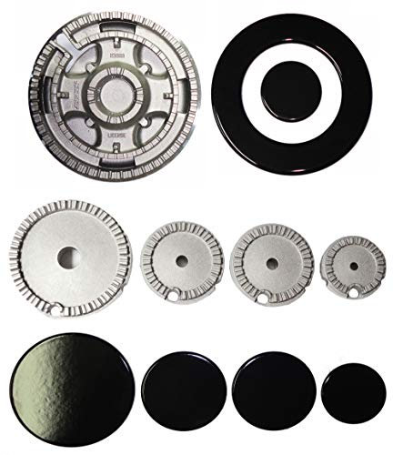 Franza Kit 5 bruciatori sostitutivi per Electrolux Rex Aeg Zanussi completi di piattelli spartifiamma 4 fuochi + tripla corona per cucina piano cottura 5 fuochi - Prodotto originale K44BLT