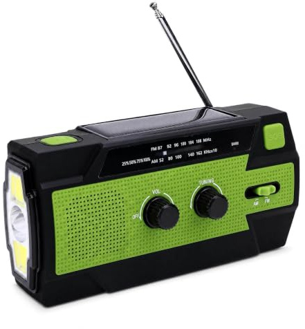 Luocute Notfallradio FM AM 4000mAh Hand Crank Solar Tragbares Radio mit LED -Taschenlampen -Motion -Sensor Lesen Lampen -Strom -Bank -Ladegerät für Outdoor