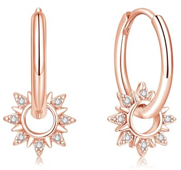 Loutade Silver Earrings for Women, Silver Hoop Earrings with Dangle Charm | Hypoallergenic 925 Silver Earrings Cute Cartilage Cuff Silver Drop Hoop Earrings Trendy Jewelry for Mum Girlfriend Daughter