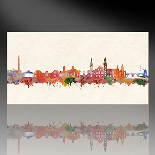 Kunstbruder Skyline Saarbrücken - Kunstdruck auf Leinwand 50x100cm