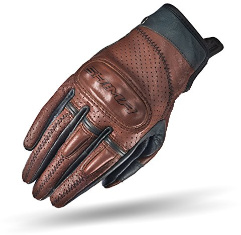 SHIMA CALIBER LADY, Damen Retro Vintage Custom Sommer Leder Motorradhandschuhe, Braun , Größe XS