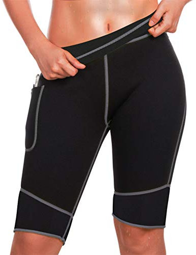 Traininggirl pollici Slimmer Hot pantaloncini in neoprene con tasca per le donne la perdita di peso dimagrante sauna sudore pantaloni allenamento Body Shaper yoga leggings XL see in last picture
