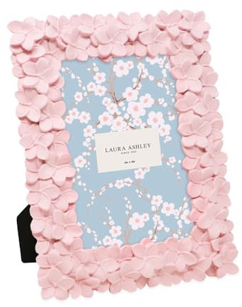 Laura Ashley Bilderrahmen, 10,2 x 15,2 cm, Kunstharz, mit Staffelei und Haken, für Tisch- und Wanddekoration, dekoratives Blumendesign, Heimdekoration, Fotogalerie, Kunst, mehr (10,2 x 15,2 cm, Rosa)