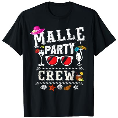 Malle Party Crew Outfit Buntes Mallorca Urlaub Design T-Shirt