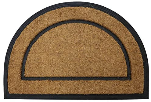 MUD STOPPER | 100% Natural Outdoor Door Mat | Large Durable Outdoor Entrance Mat | Heavy Duty Non-Slip Rubber Backing | Washable Coir Door Mat | 40 x 60cm Half-Moon