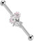 eeddoo® Industrial Piercing-Stab Barbell aus Edelstahl mit Design Blumen Bouquet und Kristallen ((1) Silber)