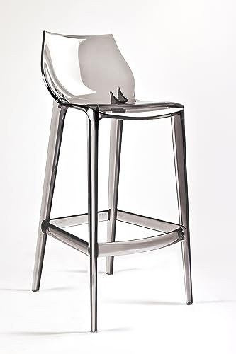 Mahi Mahi - Taburete de cocina de diseño transparente - Pack de 3 piezas - en policarbonato color Fumè