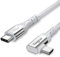 Fasgear 5A 100W Typ C rechtwinkliges Kabel, 1.8m USB 3.1 Gen2 10 Gbit/s Datenstromversorgung Schnellladegerät Kompatibel mit Link, VR-Headset, PD-Dockingstation, Macbook, 4K-Displays, Weiß