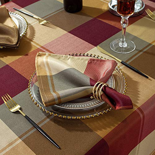 Sastybale - Lot de 4 serviettes en tissu à carreaux lavables et confortables pour restaurant, dîners de famille, mariages, fêtes et banquets - 51 x 51 cm - Rouge