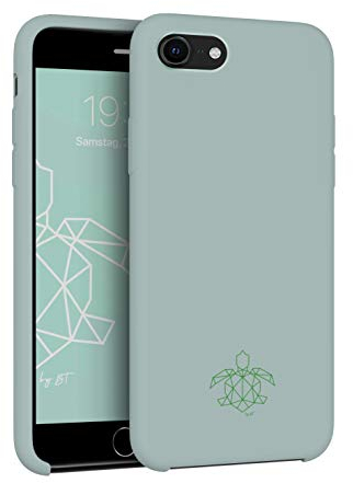turtleandcase Silikonhülle für iPhone SE(2020) (4,7) - Liquid Silicone Case - Kostenloses Panzerglas - Hochwertiges Silikon Schutz - Kratzfestes Mikrofaserfutter Schutzcase (Helles Minzgrün)