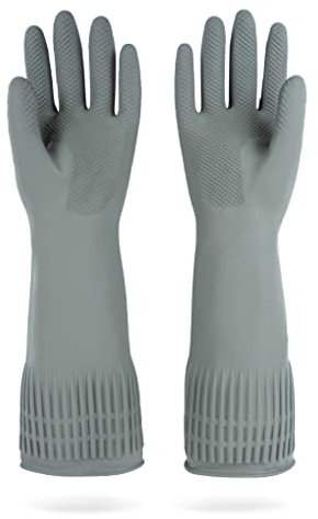 DABOGOSA Mamison Gants de cuisine antidérapants en caoutchouc réutilisables pour la vaisselle (taille L, gris)