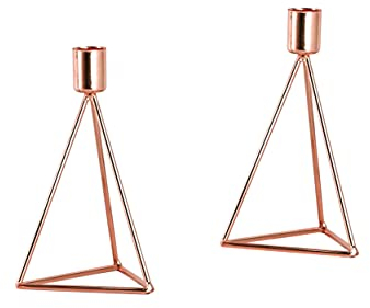 ECHTWERK 2-teiliges Teelicht-/ Kerzenhalter Set Modern Small, Kupfer-Edition, Geometrisches Design, Votiv Kerzenhalter für Wohnzimmer/Esstisch, Tischdeko für Hochzeiten, 9,5 x 9,5 x 16,5 cm