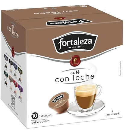 Café Fortaleza – Cápsulas Compatibles con Dolce Gusto, Sabor Café con Leche, con un Equilibrio Perfecto y Listo para Tomar, Pack 10 x 3 - Total 30 uds