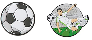 Schneiders 49005-223 - Patches mit Klettverschluss, 2er Set mit Fußball-Spieler und Ball, Klett-Motive je ca. 7,5 cm Durchmesser zum Anbringen am Schul-Ranzen