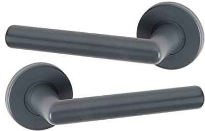 URFIC Grey Lever Latch on Rose Door Handle. Nickel Door Handles for Internal and External Doors Salisbury Set of 2 Lever Handles. Slate Grey Finish for Interior and Exterior Doors