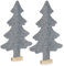 com-four® 2X dekorativer Filz-Aufsteller für Weihnachten - Tannenbaum aus Filz mit Massivholz-Fuß - winterliches Wohnaccessoire - Weihnachtsbaum als Wohnraum-Dekoration (02 Stück Tanne 61cm hellgrau)