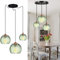 Suspension en Verre Vert Clair Suspension Luminaire Abat-jour Verre Art Déco Lampe Salon Salle à Manger,Cordon Réglable,Luminaire Suspendu pour Chambre à Coucher, Salon, évier de Cuisine (3SET)