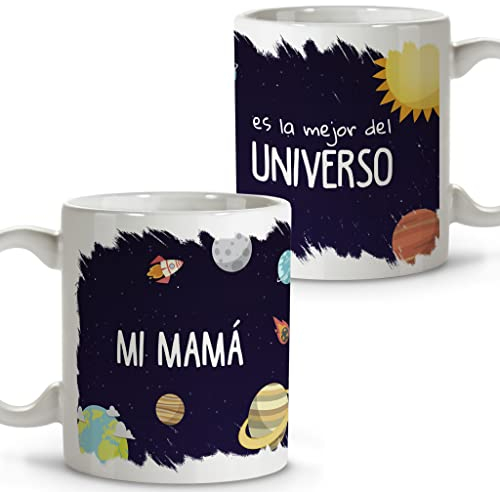 LolaPix Tazas originales para regalar. Tazas Desayuno Originales. Taza Cerámica 330 ml. Regalos con Frases. Día de la Madre. Taza Mamá universo