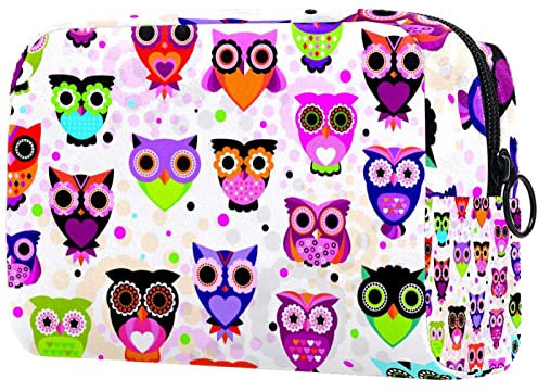 Kulturtasche Damen Cartoon Eule Kulturbeutel Für Reise Waschtasche Make Up Tasche Kosmetiktasche 18.5x7.5x13cm