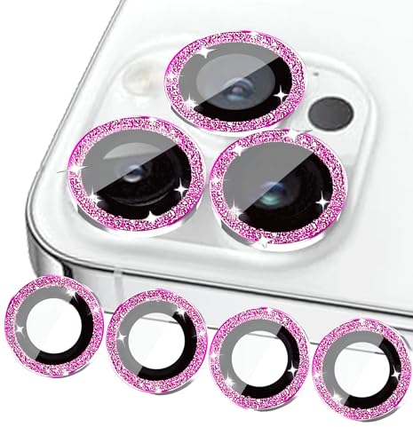 ULITIQ Compatible avec iPhone 12 Pro, Mini et Standard - Protection d'Appareil Photo Bling, Verre Blindé, Coque à Paillettes 6,1/5,4, Rose