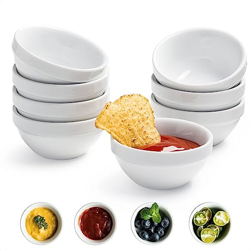 Miamolo Ceramic Dipping Bowls Set of 8, Soy Sauce Dish Mini Dip Bowls, 2.5 Oz Small Ramekins Oven Safe for Baking Sushi Ketchup Condiment Ramekins Bowls