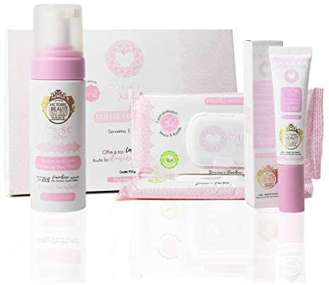 MUSC INTIME La Marque Officielle - L'Intime Rituel Musqué - Mousse & Parfum Intime & Déodorants & Lingettes - Musc Blanc - L'Irrésistible - 4 Étapes Fraîcheur - 150ml & 30ml & 50g & 30 unités
