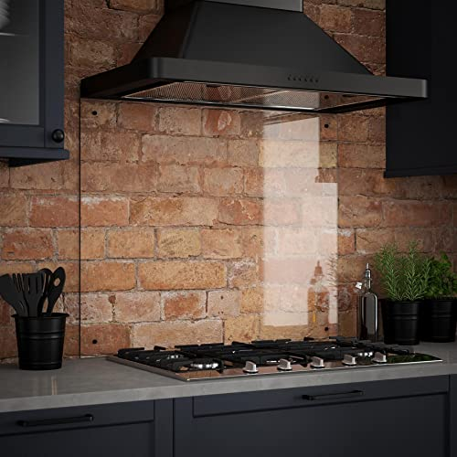 Clear Glass Splashback with Black Caps - Kitchen Sink & Hob Back Panel - 900 x 700mm