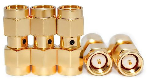 TOJOIN Adaptador coaxial RF SMA macho a macho DC-12GHZ 50ohm, adaptador RF SMA para cable RF, antena acopladora, cable de extensión, WiFi, 5 unidades