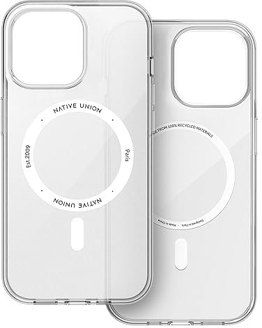 Native Union (Re Clear Case – Transparent Anti-Yellowing Case – MagSafe Compatible with Built-in Magnets – Recycled Materials – Ultra-Durable with Military Grade Drop Protection for iPhone 14 Pro Max