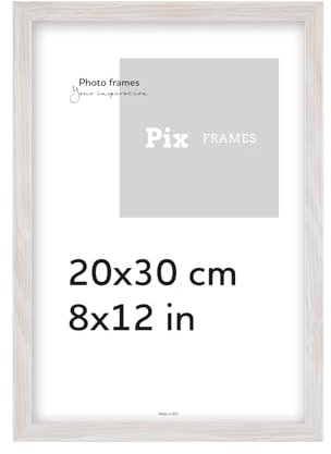 Pix FRAMES Bilderrahmen 20x30 cm - Holzrahmen für Foto - Rahmen mit Scheiben aus acrylglas - Rahmen zum Aufhängen und Aufstellen - Modern Photo Frame - Grau