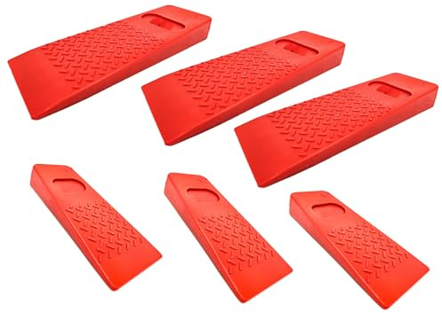 HMH Fällkeile 200x75x25mm 140x65x20mm Keil aus Kunststoff schlagfest Fällheber Forstkeil Hubhöhe 20/25mm zum kontrollierten Fällen von Bäumen (6 Stück, Mix)