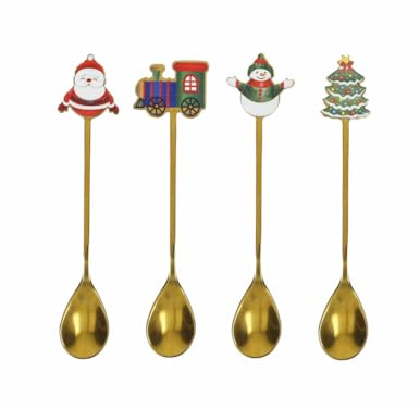 Brandani 81446 CUCCHIAINO GOLD SOGGETTI NATALIZI ASSORTITI SET 4 PZ INOX