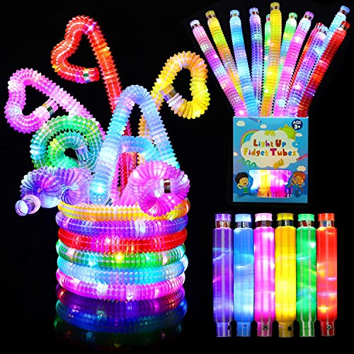 Mitgebsel Kindergeburtstag Pop Tubes Leuchtend 24 Pcs Knicklichter Party Deko Set Gastgeschenke Leuchtspielzeug Kinder 7-10 Jahre Leuchtarmbänder Give Aways Leuchtstäbe Geschenke für Pinata