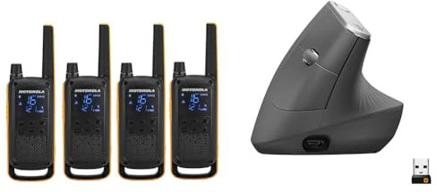 Motorola Talkabout T82 Extreme Quad PMR Funkgerät Bis zu 10 km Reichweite & Logitech MX Vertical