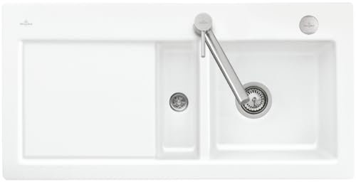 Evier 1 bac et demi VILLEROY ET BOCH Subway Pure 60 100 x 51 égouttoir à gauche céramique sans vidage blanc