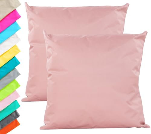 JACK 2er Set Outdoor Kissenhülle Kissenbezug 45x45cm Wasserfest Sitzkissen Lounge Kissen Garten Stuhl Lotus Effekt, Farbe:Altrosa