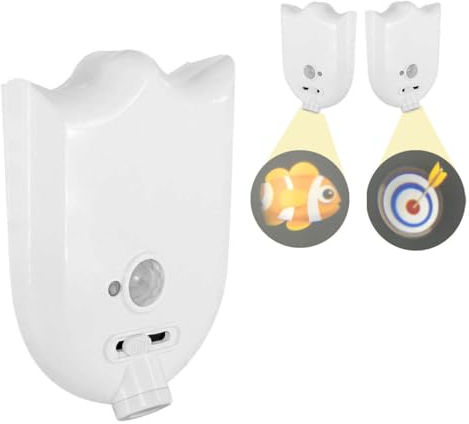 FomCcu Bathroom Night Light Projector Motion Sensor LED Light Children Toilet Projector Light with 4 Projection Patterned for Bathroom Bedroom Funny Gift for Kids